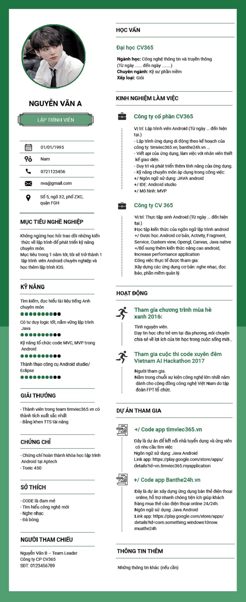 Hướng dẫn chi tiết cách viết CV Front End Developer