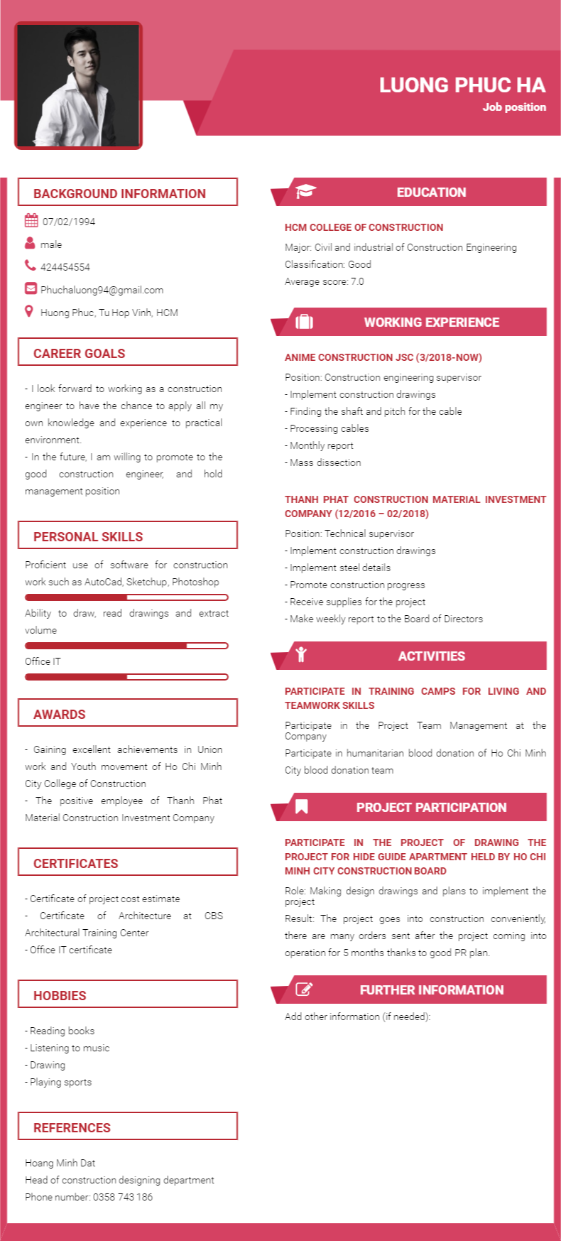 CV xin việc giáo viên tiếng Anh