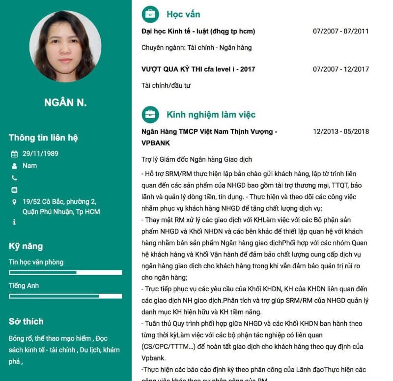 Viết kinh nghiệm thuyết phục trong CV ngân hàng