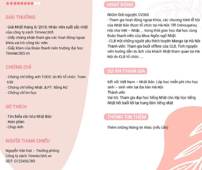 ​ ​ CV quan hệ đối ngoại