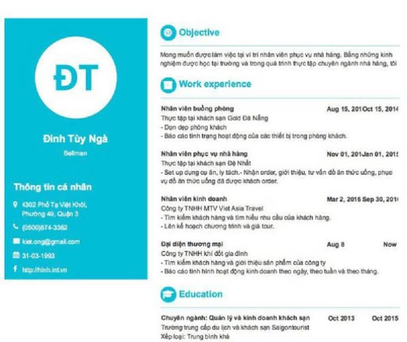 Vai trò của CV trong quá trình xin thực tập khách sạn