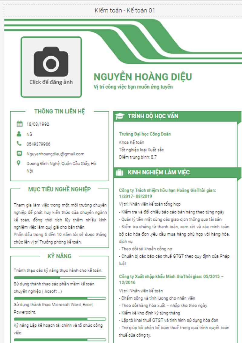 Hướng dẫn viết CV kế toán tổng hợp