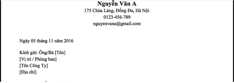 Mở đầu trong thư xin việc chăm sóc khách hàng