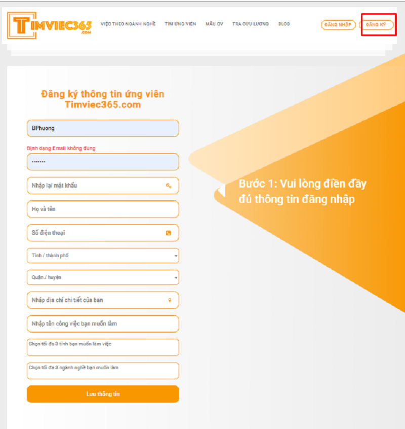 Cách tạo CV online trên website viecday365.com