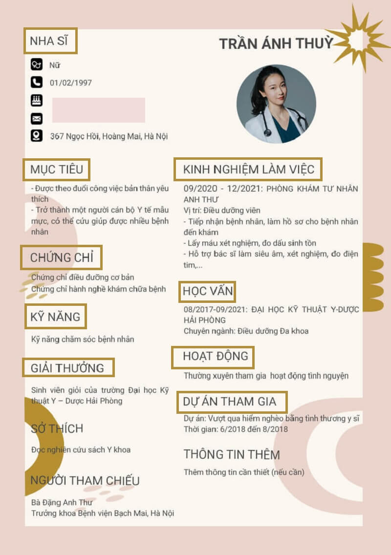 Cấu trúc CV xin việc nha khoa