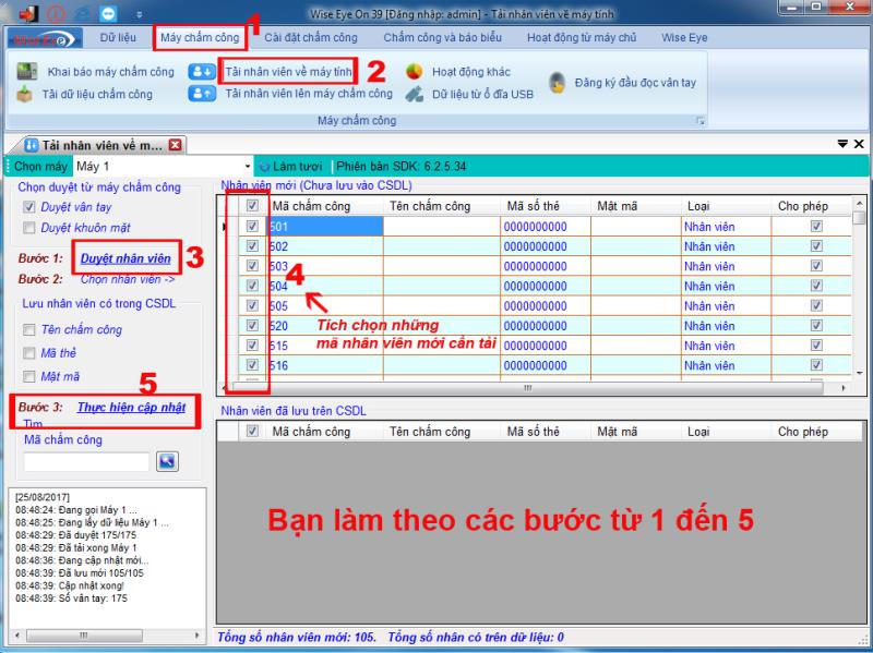 Việc thứ hai mà bạn cần làm đó chính là nhập thông tin nhân viên vào Wise Eye on 39