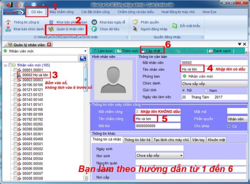 Bước cuối cùng, bạn chỉ cần nhấp chuột vào các ô có chứa thông tin của nhân viên đã nghỉ việc