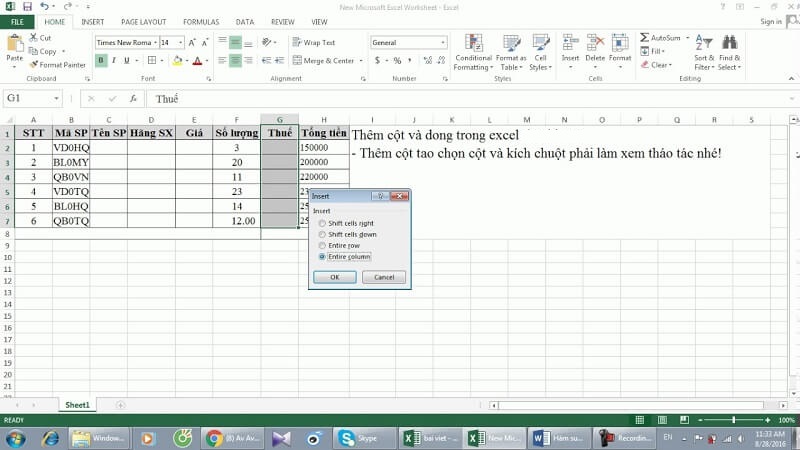 Cách 3: Cách thêm dòng trong Excel bằng hộp HOME