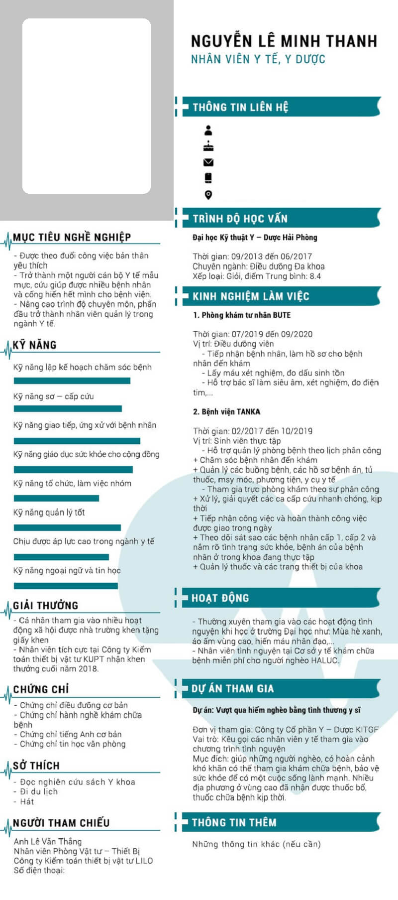 Mẫu CV dược sĩ chuyên nghiệp