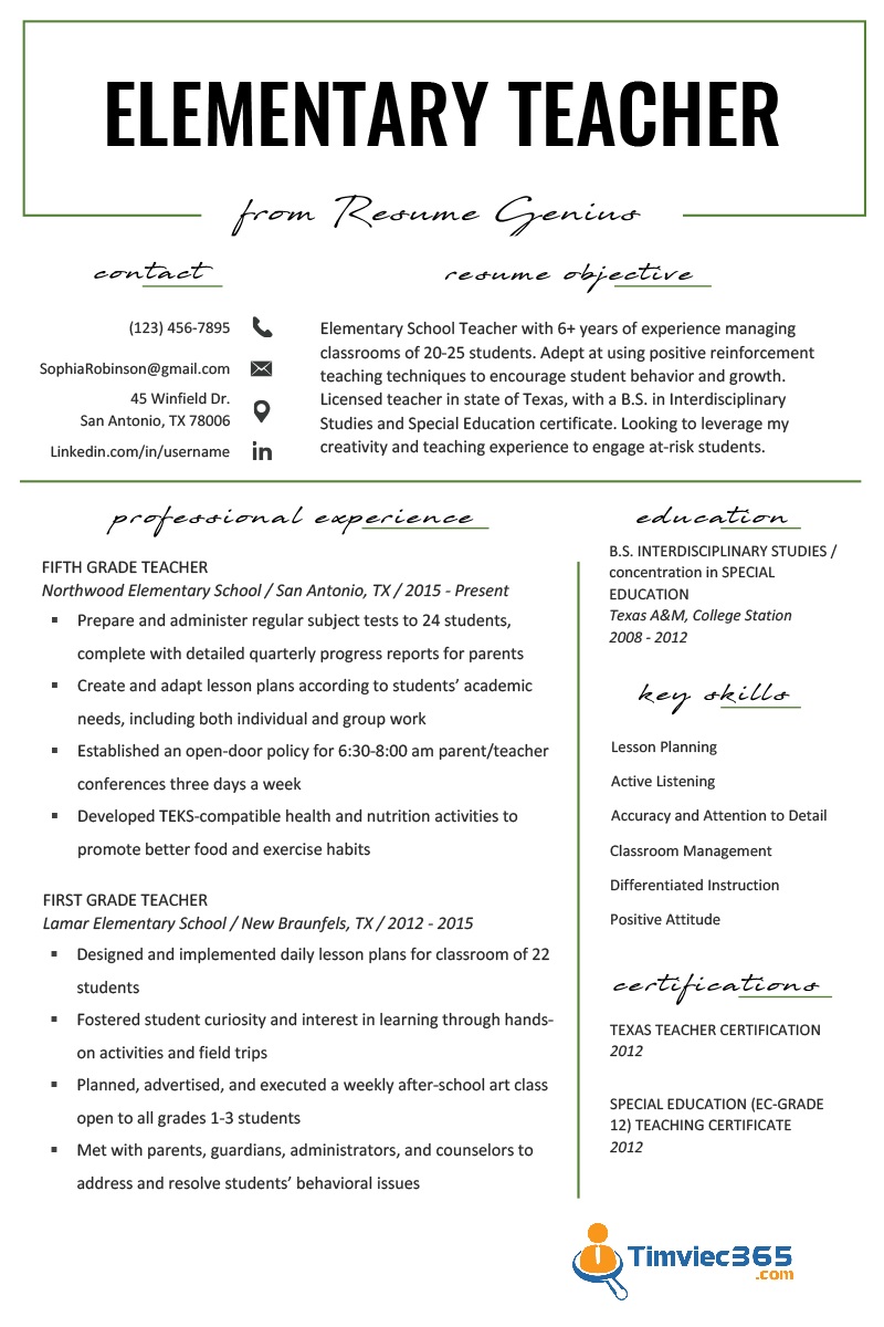 Website cung cấp mẫu CV English Teacher