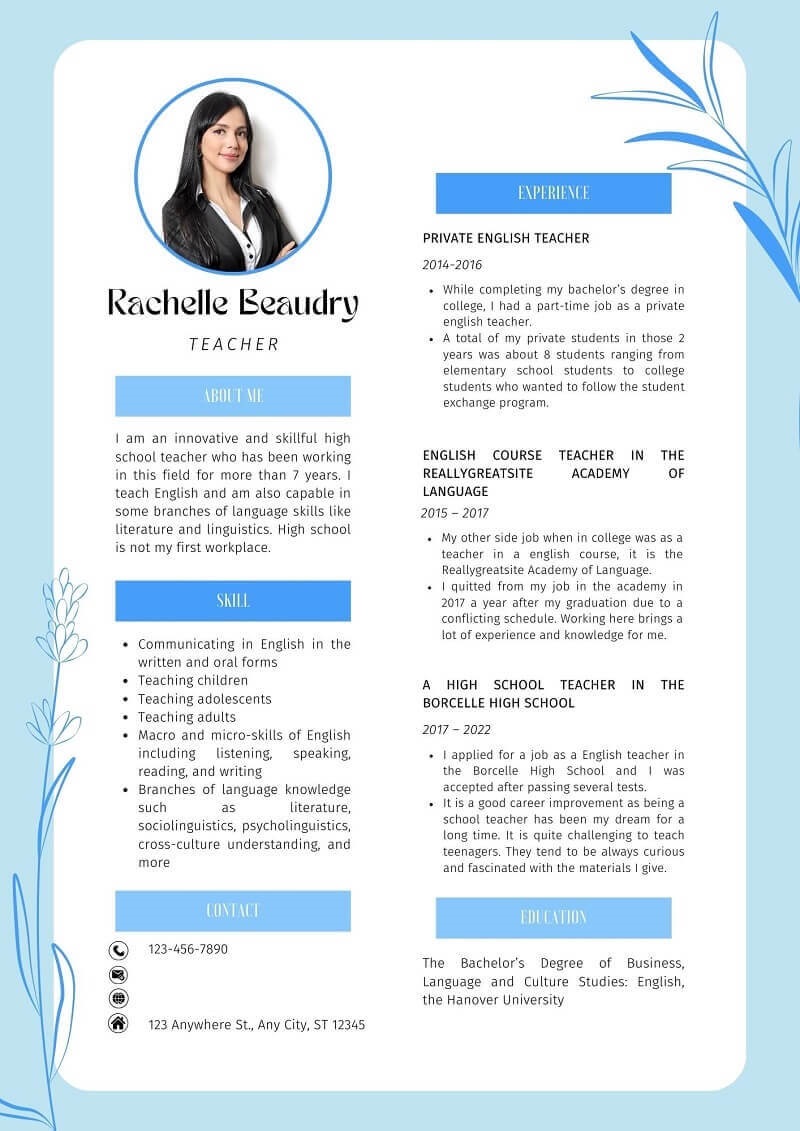 Mẫu CV giảng viên đại học cơ bản