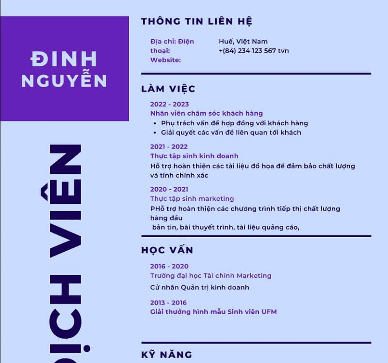 Mẫu cv giao dịch viên ngân hàng