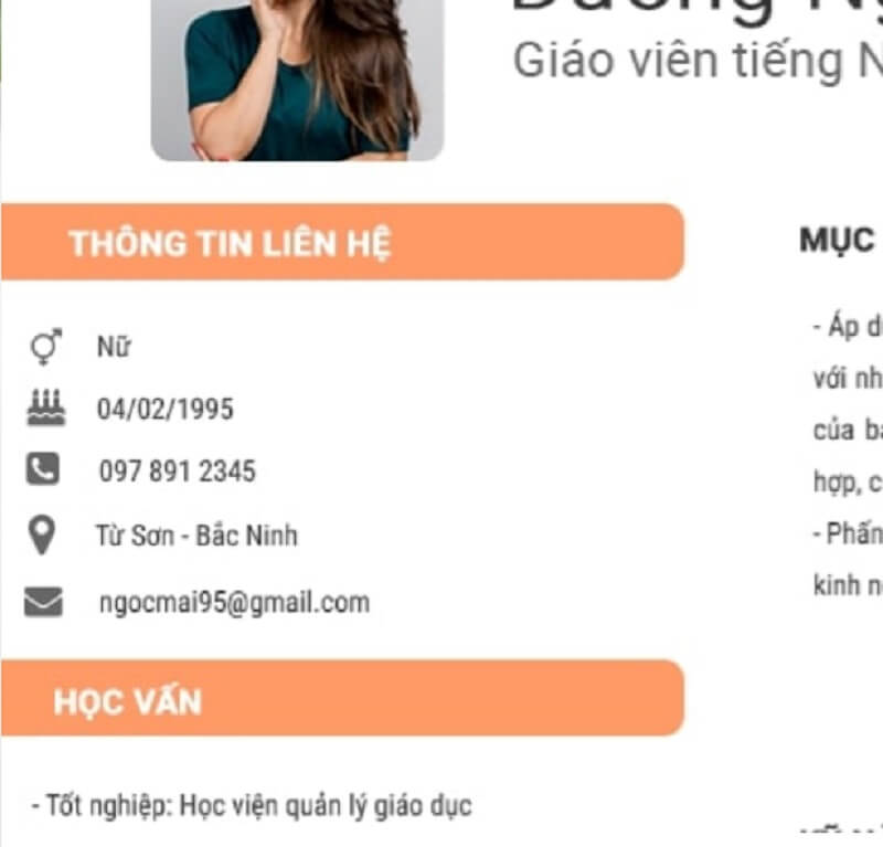 Thông tin cá nhân ngắn gọn