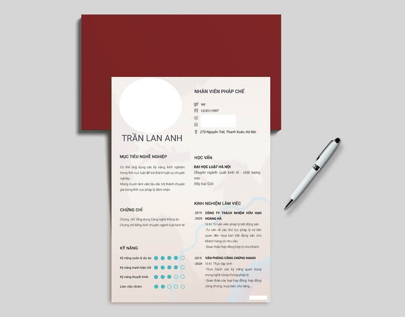 Mẫu CV ngành luật phong cách hiện đại