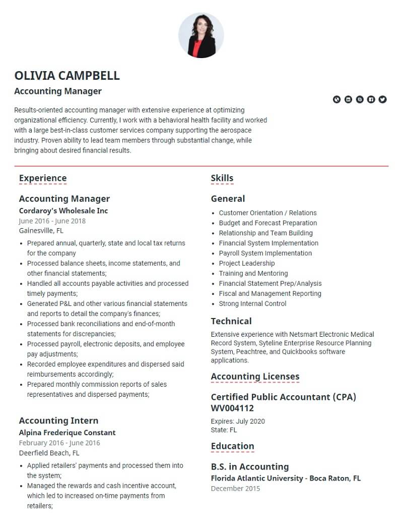 Mẫu CV xin việc kế toán nội bộ bằng tiếng Anh