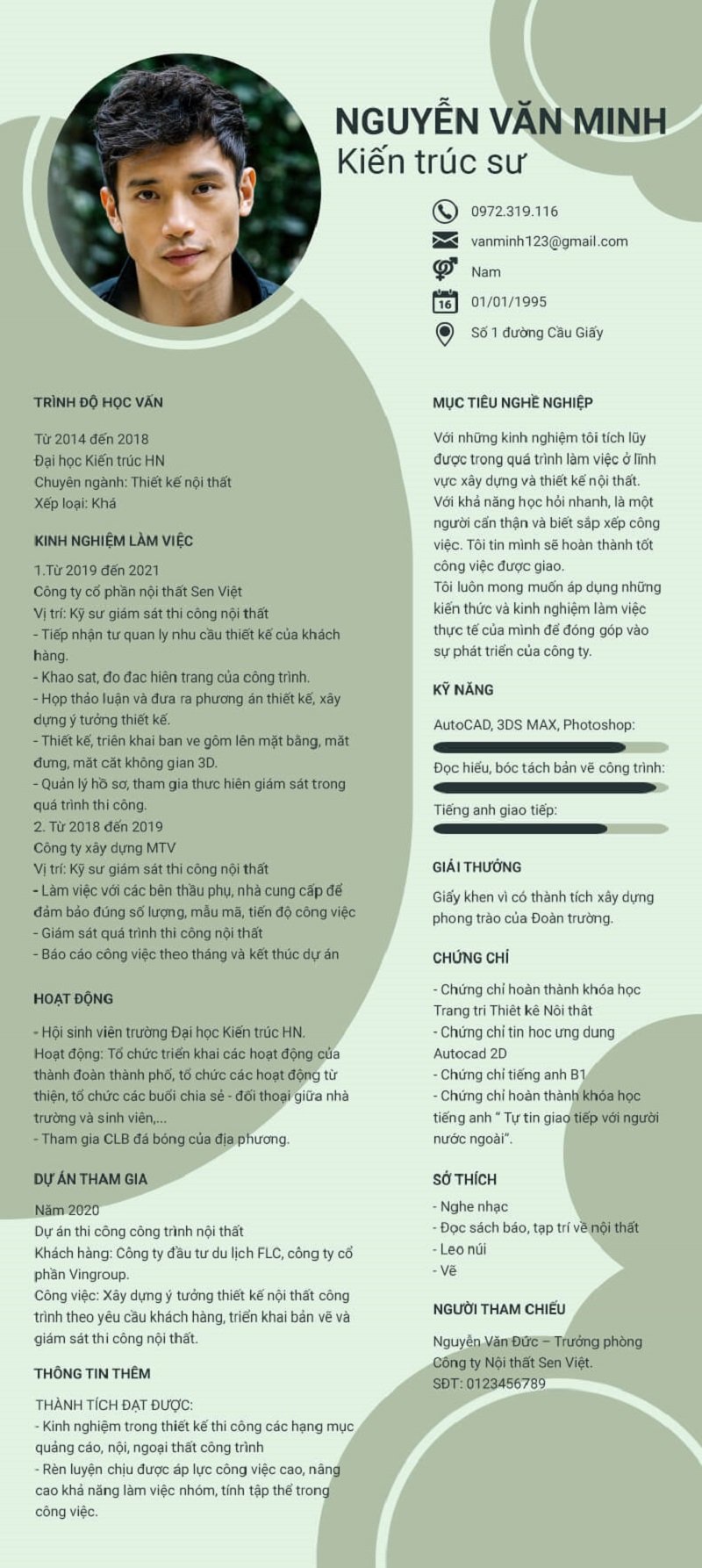 CV xin việc kiến trúc sư