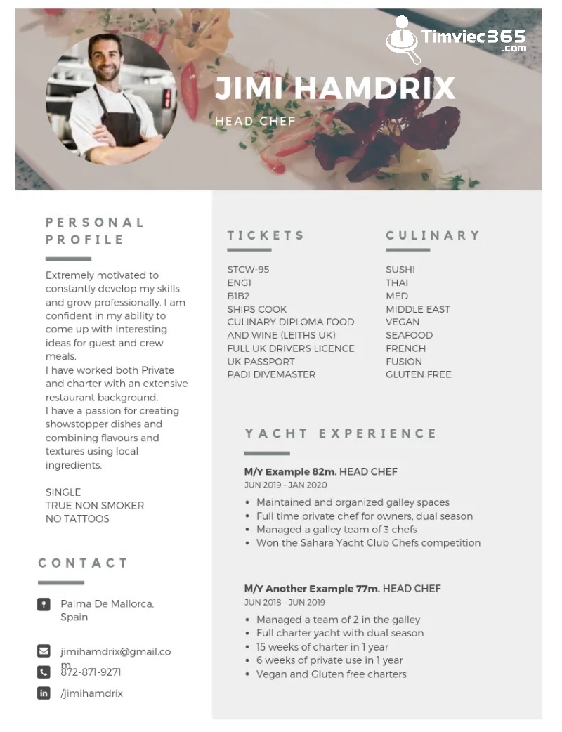 Bí kíp trình bày một bản CV xin việc làm đầu bếp hoàn hảo 