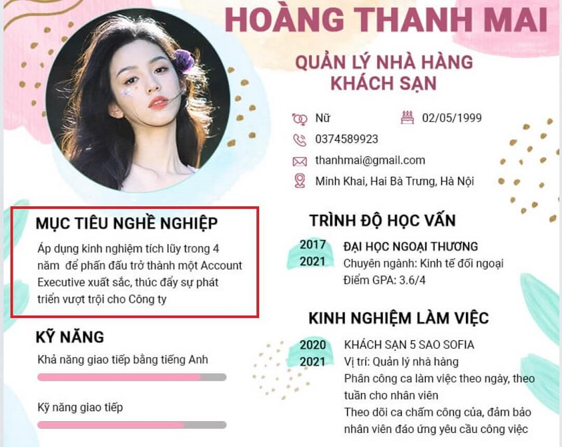 Mục tiêu công việc tại nhà hàng