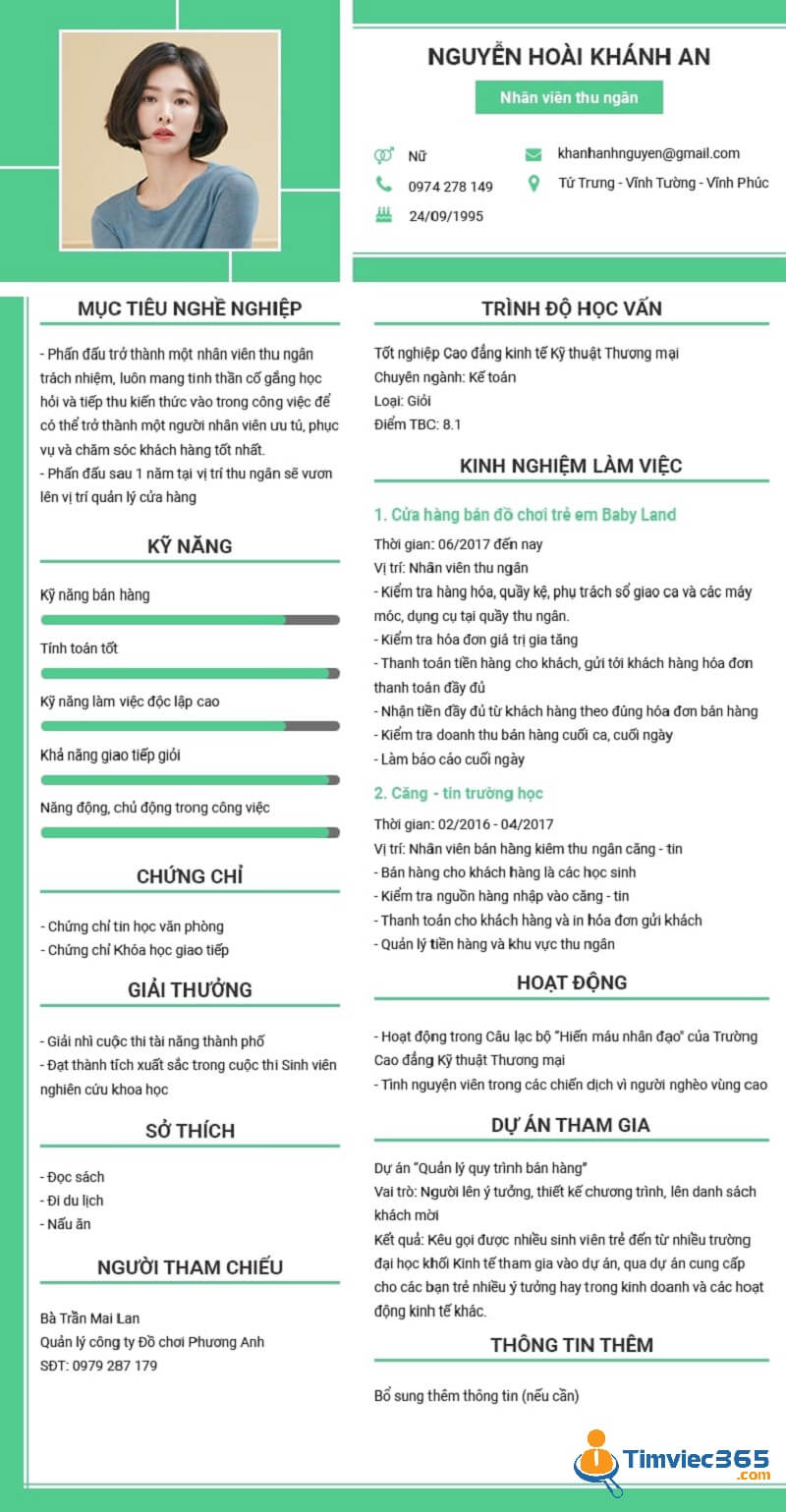 Vậy đối với kinh nghiệm trong CV xin việc thu ngân thì sao?