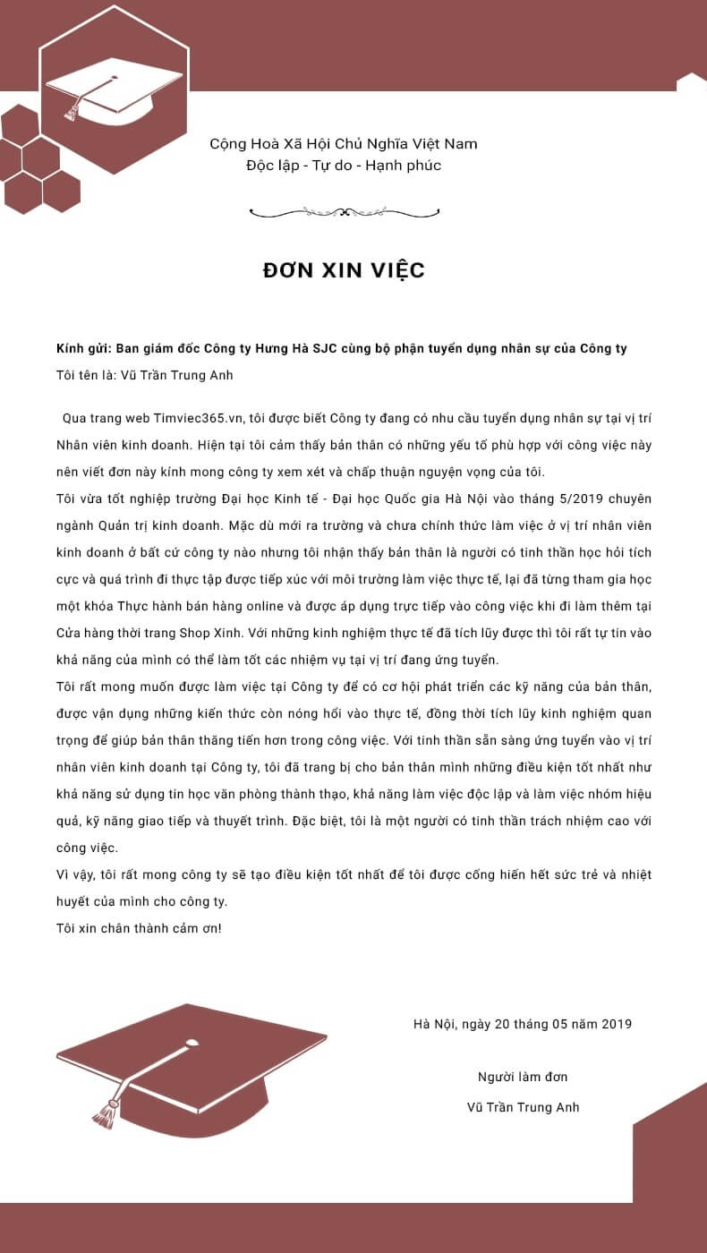 Phần 3: Nêu lý do bạn chọn ứng tuyển vào vị trí đó và lời khẳng định 