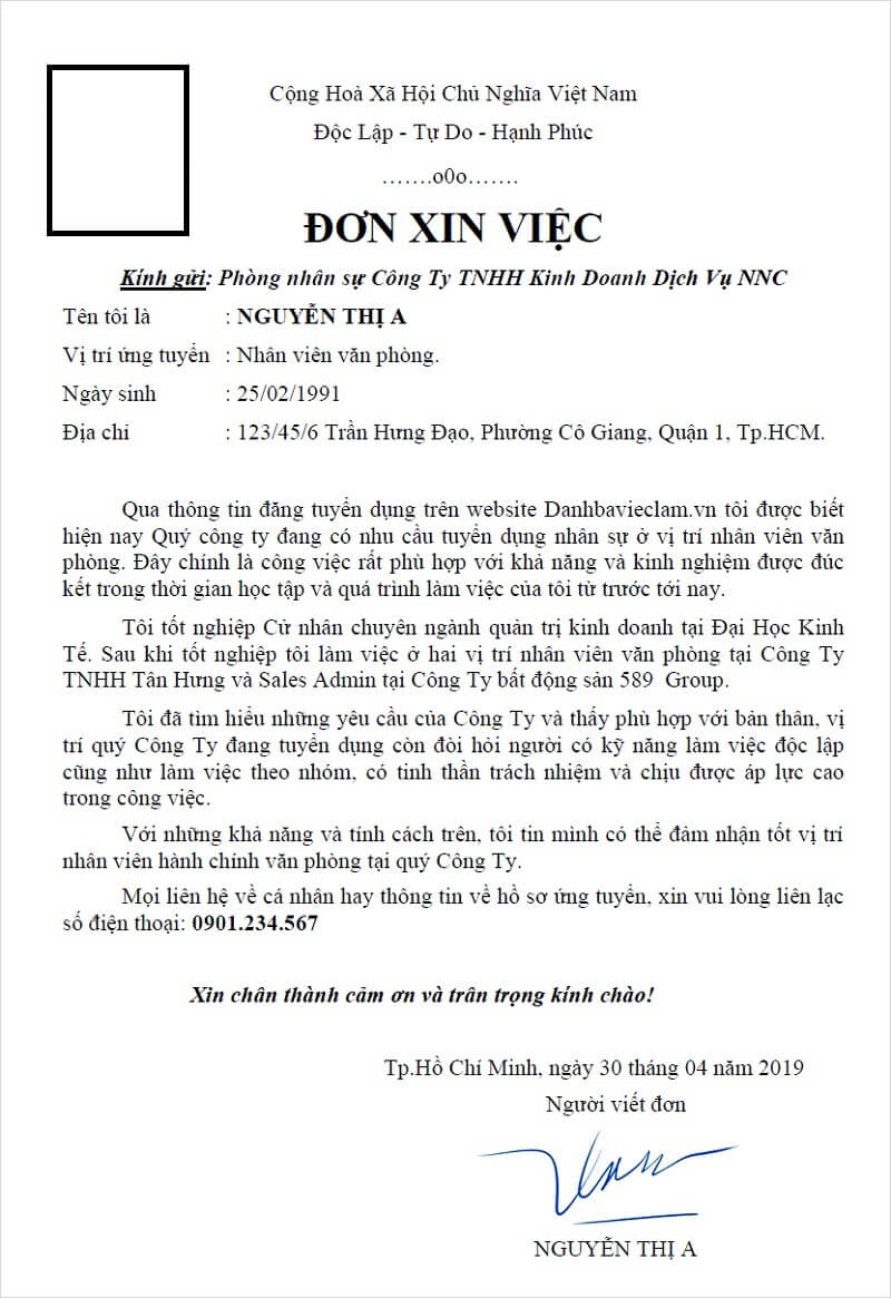Viết đơn xin việc dán ảnh 3x4 hay 4x6? 