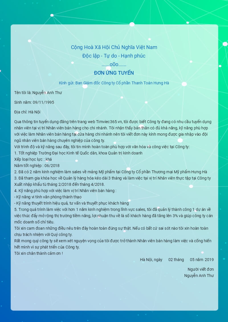 Phần 2: Trình bày nổi bật về bản thân 