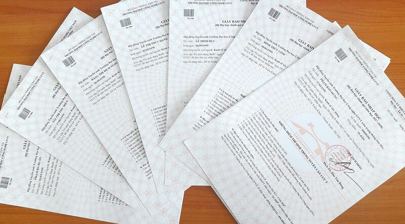 Một số trường sẽ không gửi giấy báo trúng tuyển đại học