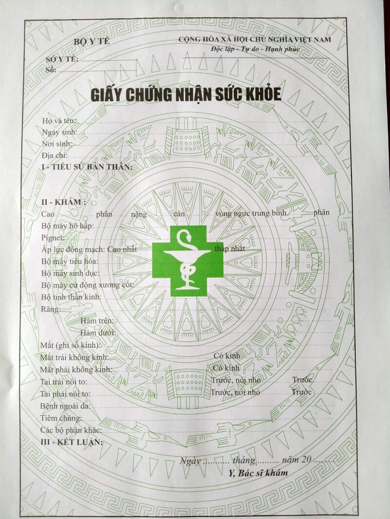 Giấy khám sức khỏe khi đi xin việc tại KFC