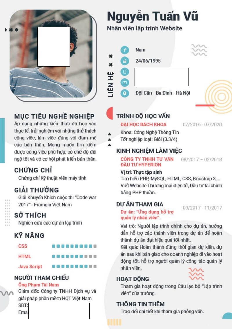 Mẫu CV xin việc IT phong cách hiện đại