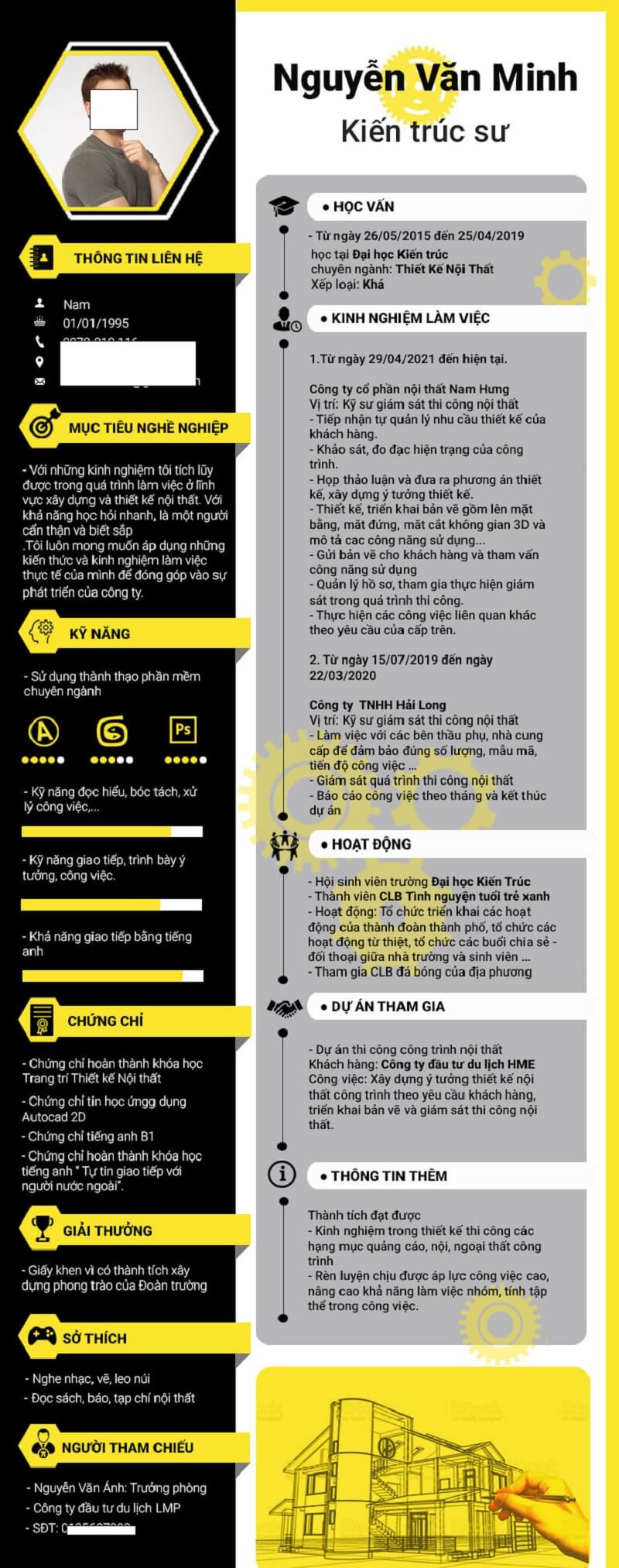 Mẫu CV kiến trúc hiện đại