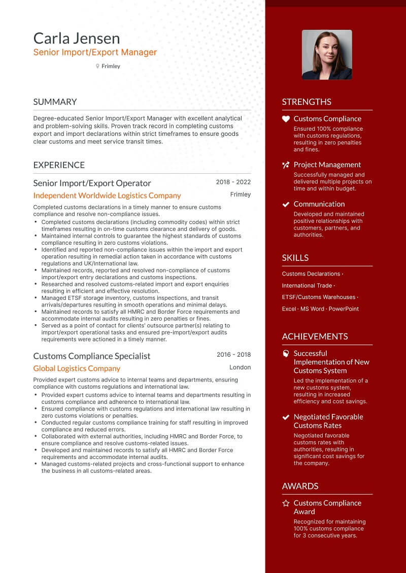 Mẫu CV xuất nhập khẩu bằng tiếng Anh phong cách hiện đại