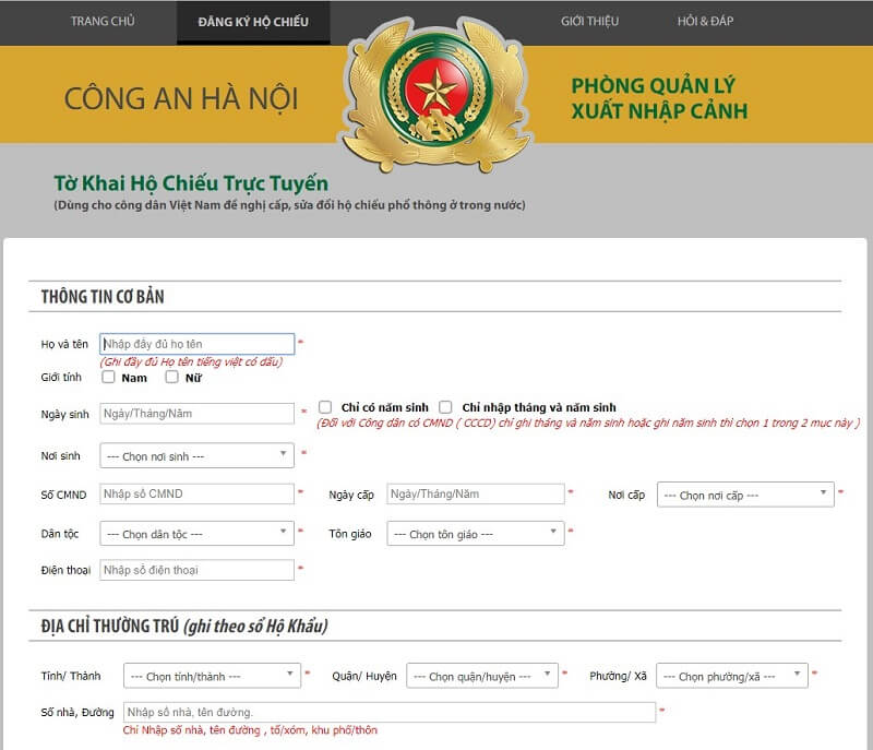 Cách làm hộ chiếu online