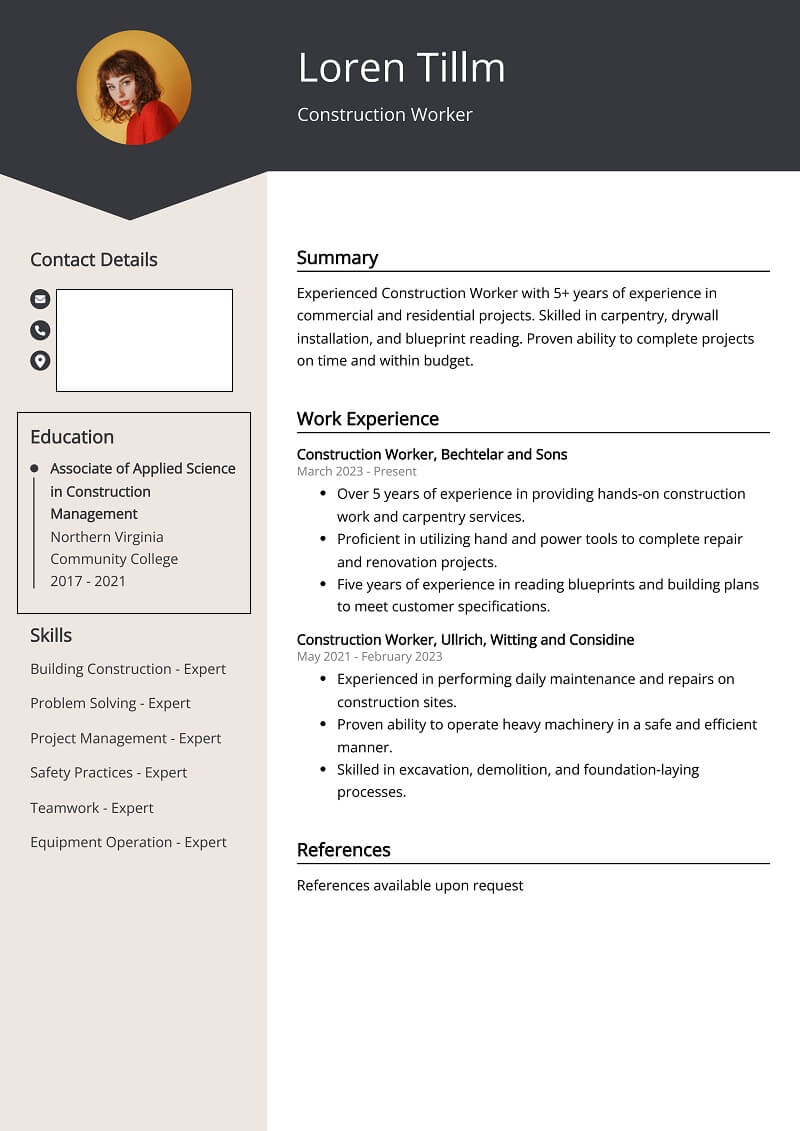 Phần trình độ học vấn trong bản CV xây dựng