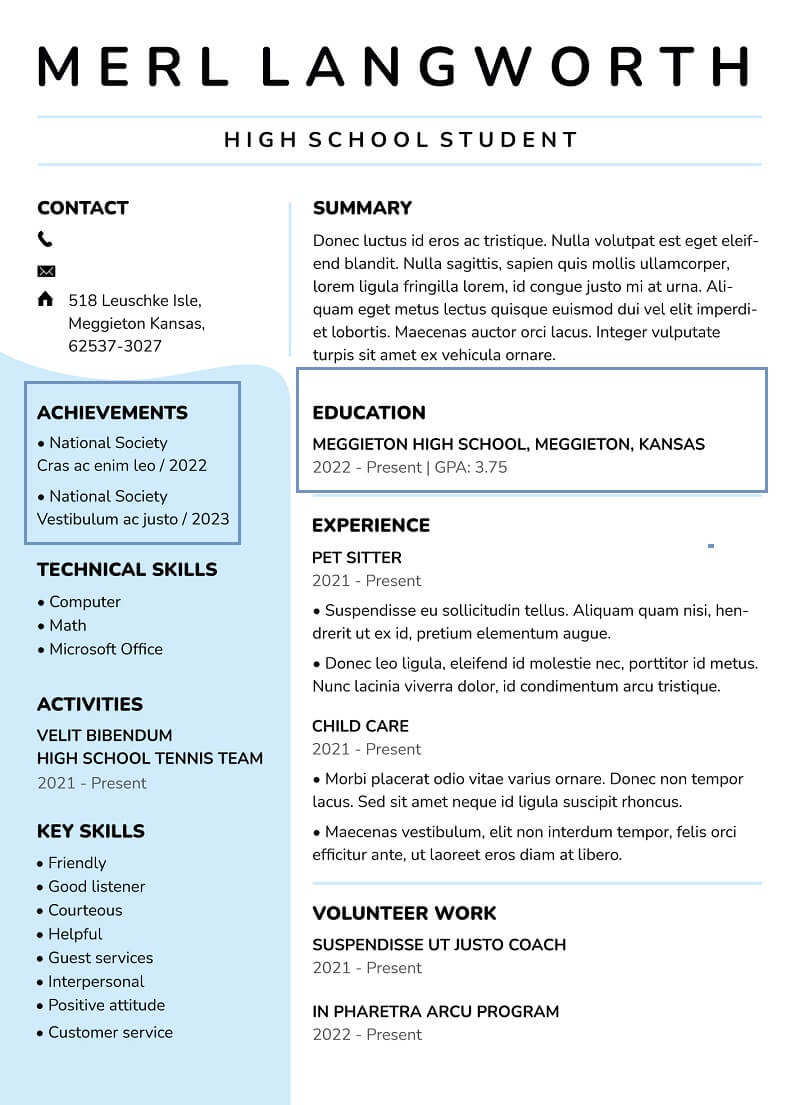 Trình độ học vấn trong CV xin việc học sinh cấp 3