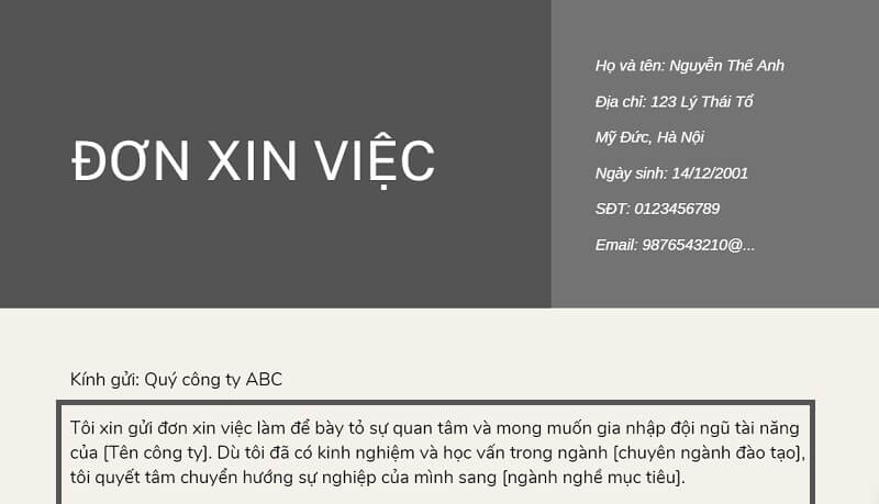 Nêu bằng cấp ngắn gọn trong đơn xin việc trái ngành