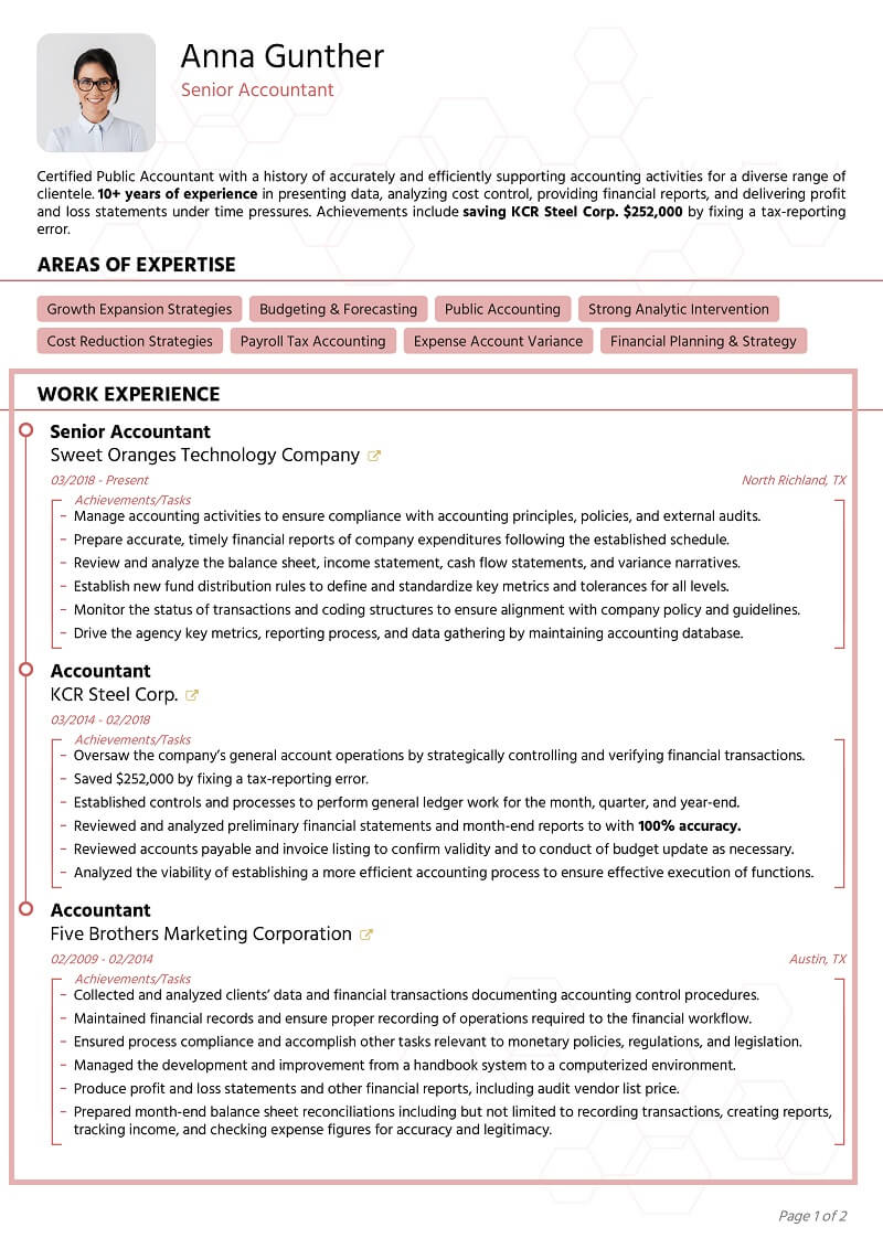 Kinh nghiệm làm việc trong CV Kế toán nội bộ