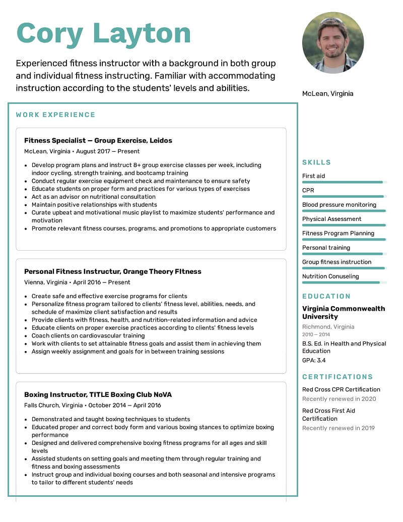 Nội dung phần kinh nghiệm trong mẫu CV PT Gym