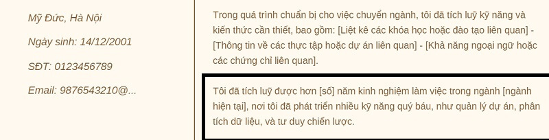Chỉ ra kinh nghiệm và nêu bật những gì đã học được ở công việc cũ