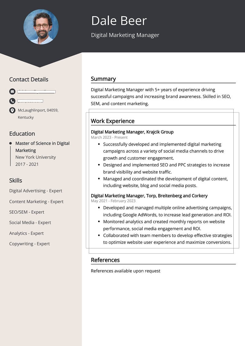 Kinh nghiệm làm việc trong CV xin việc Marketing Manager