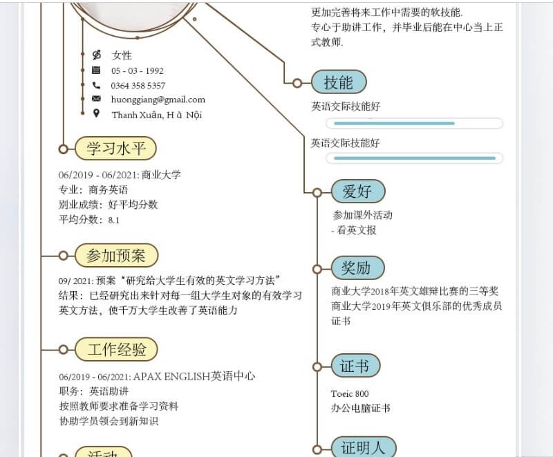 Kinh nghiệm làm việc CV tiếng Trung