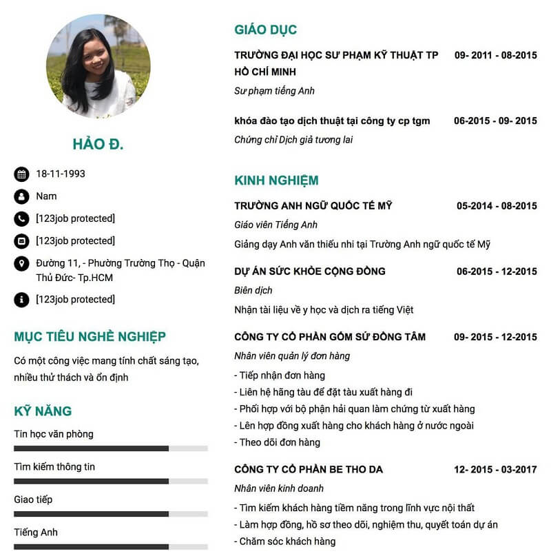 Kỹ năng trong CV xin việc giáo viên tiếng anh
