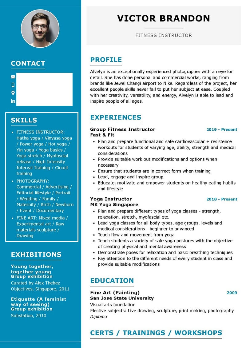 Nội dung phần kỹ năng trong mẫu CV PT Gym