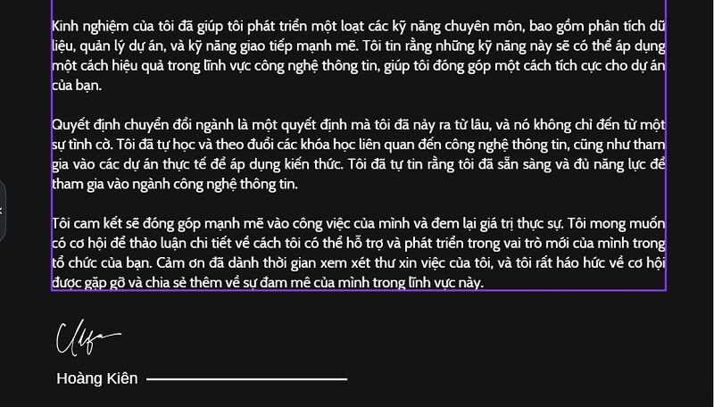 Nêu bật kỹ năng liên quan tới công việc mới