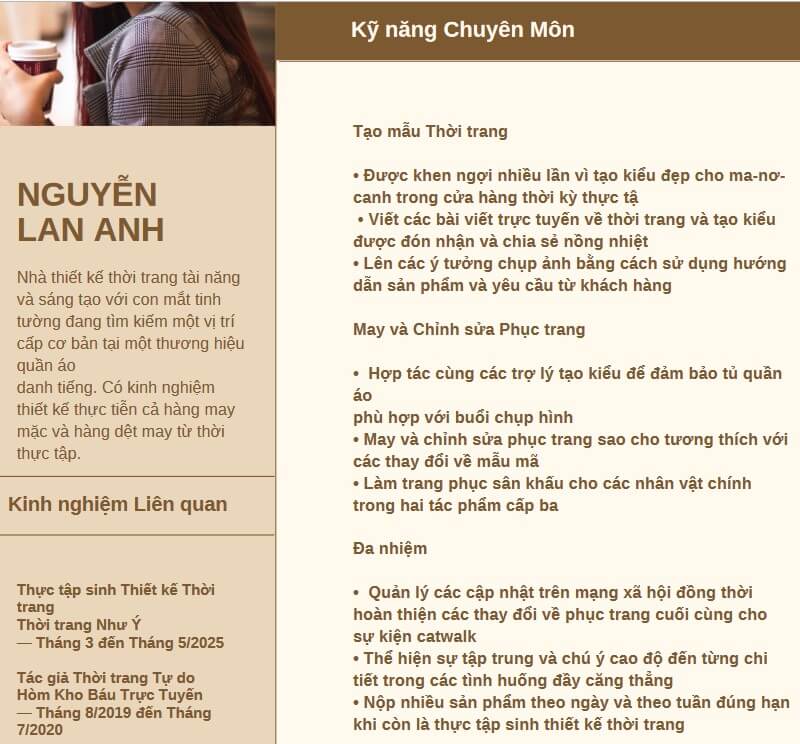 Kỹ năng trong CV xin việc shop quần áo viết thế nào