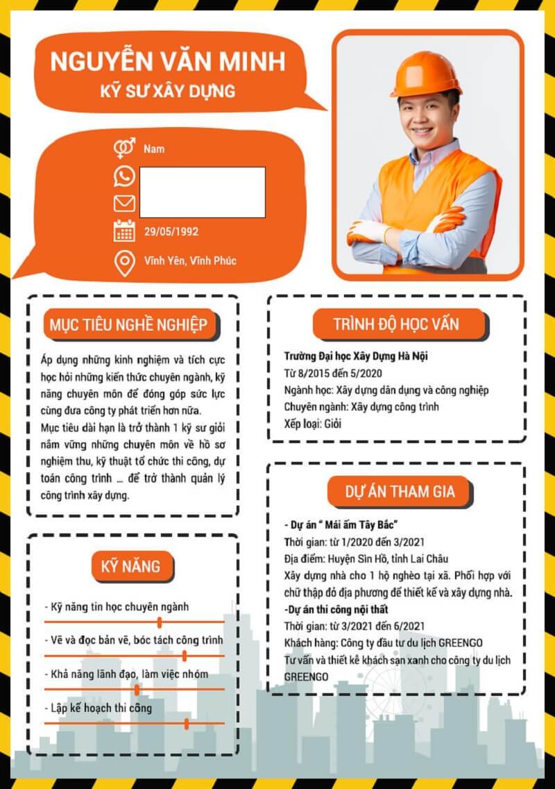CV xin việc kỹ sư xây dựng