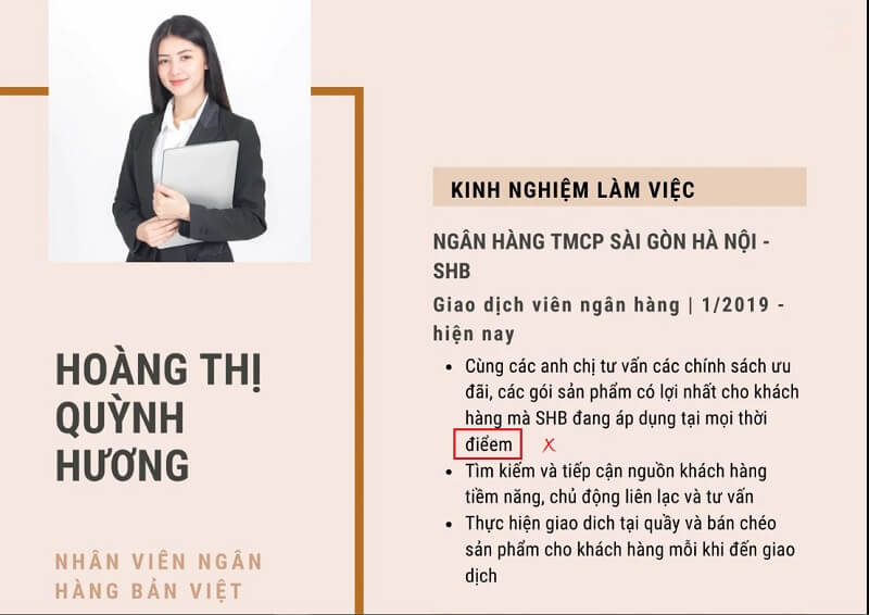 Lỗi chính tả trong CV ngân hàng - tuyệt đối không nên mắc phải