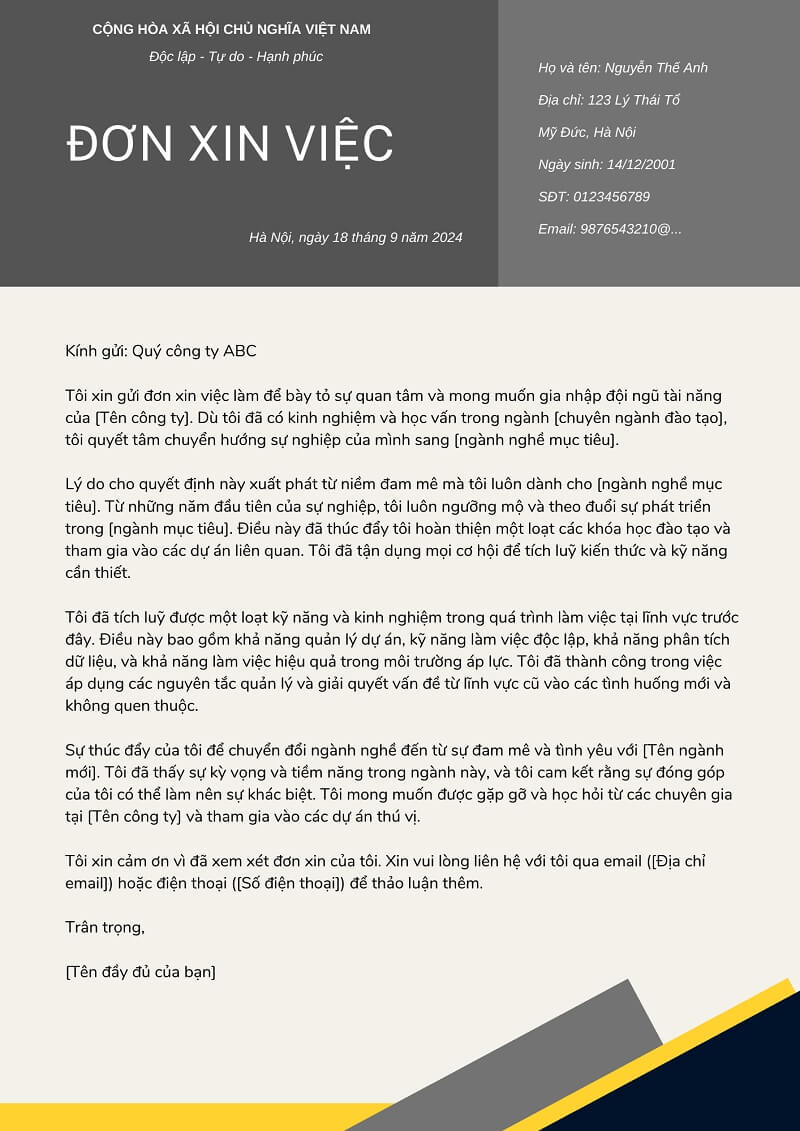 Một số lưu ý khi gửi đơn xin việc trái ngành