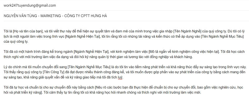 Lưu ý tập trung trình bày kỹ năng trong email xin việc trái ngành