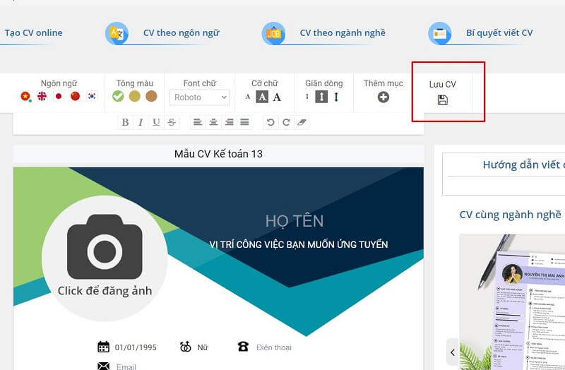 Lưu ý quan trọng khi tải CV xin việc kế toán