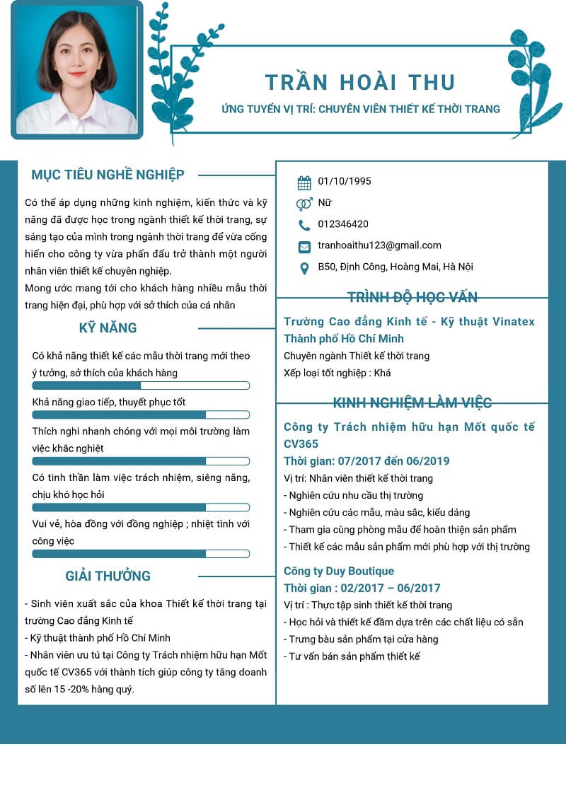 Mẫu mục tiêu nghề nghiệp 1